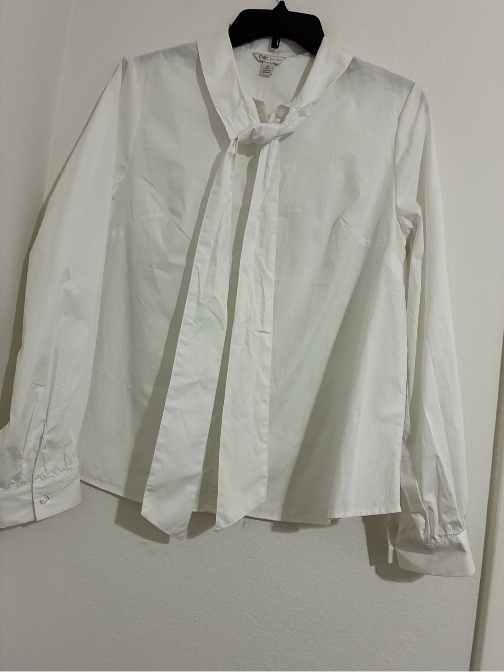 Cato White Tie-Neck Dress Shirt